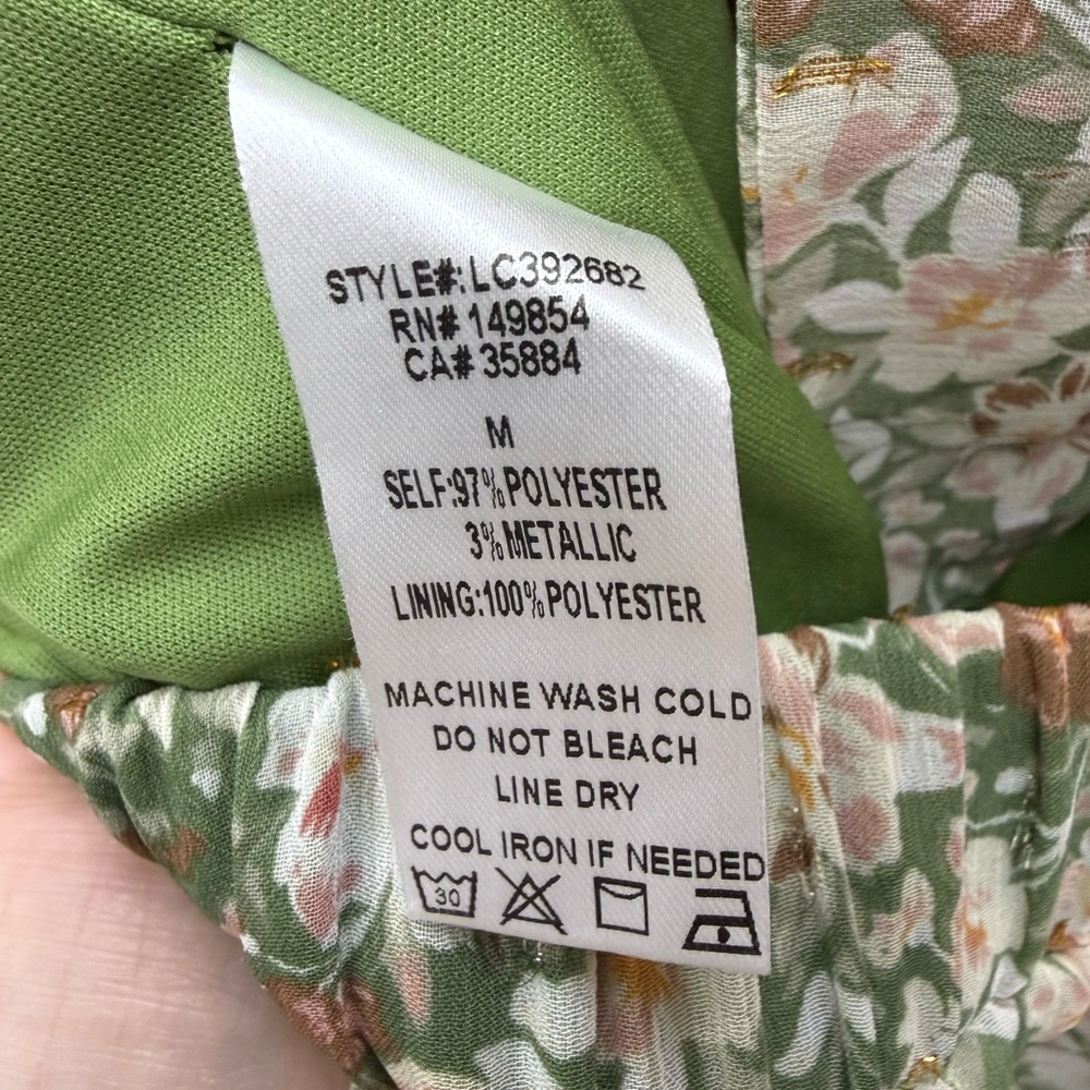SAGE The Label Green Floral Reversible Tie-Front Wide Leg Jumpsuit Size Medium - Picture 7 of 12